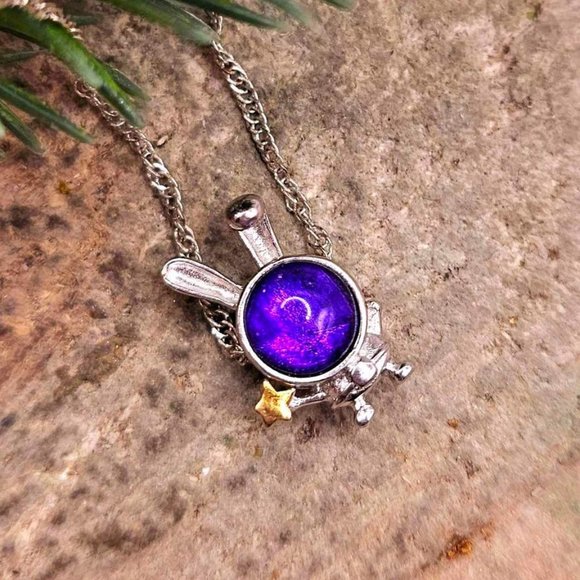 Genuine Nature Purple Meteorite Bunny Astronaut S925 Pendant Necklace - Picture 10 of 10